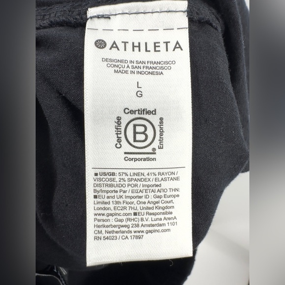 Athleta Paradise Wide Leg Pants Womens Large Linen Blend Pockets Casual Comfy - Picture 7 of 12